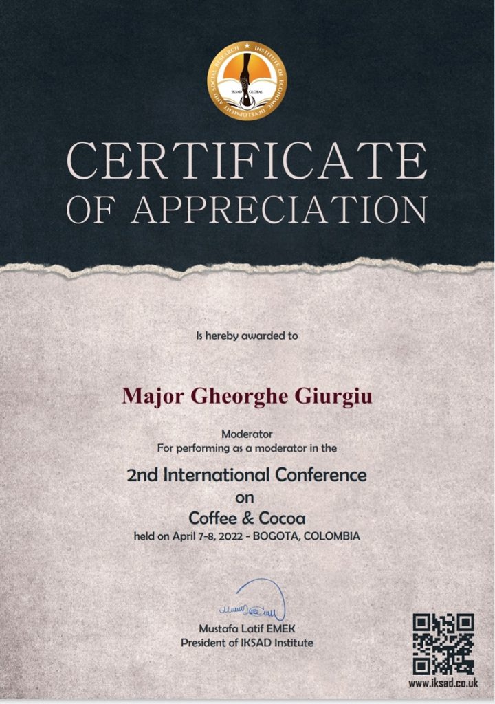 Certificate participare la conferinte -Bogota 2022